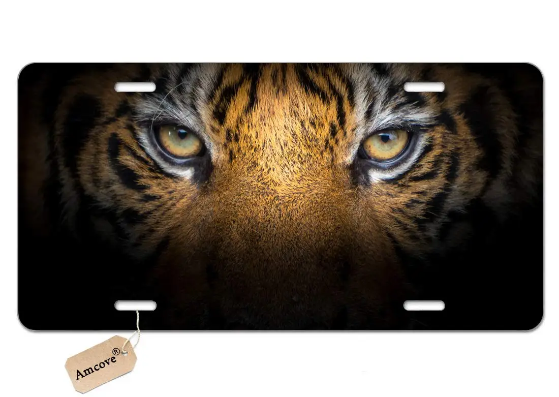 License Plate Tiger face Decorative Car Front License Plate,Vanity Tag,Metal Car Plate,Aluminum Novelty License Plate for Men/Wo