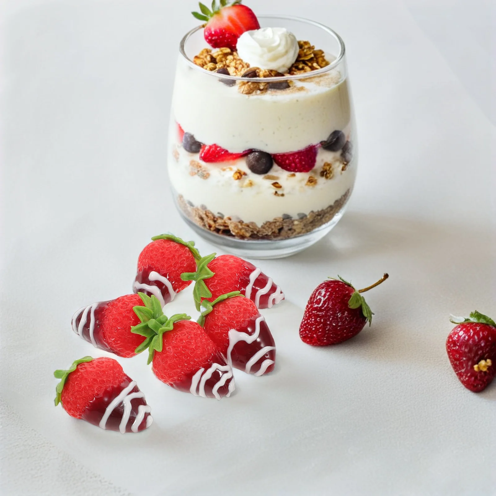 ผลไม้ประดิษฐ์เหมือนจริง 6 ชิ้น สำหรับตกแต่ง งานเลี้ยง ขนมหวาน