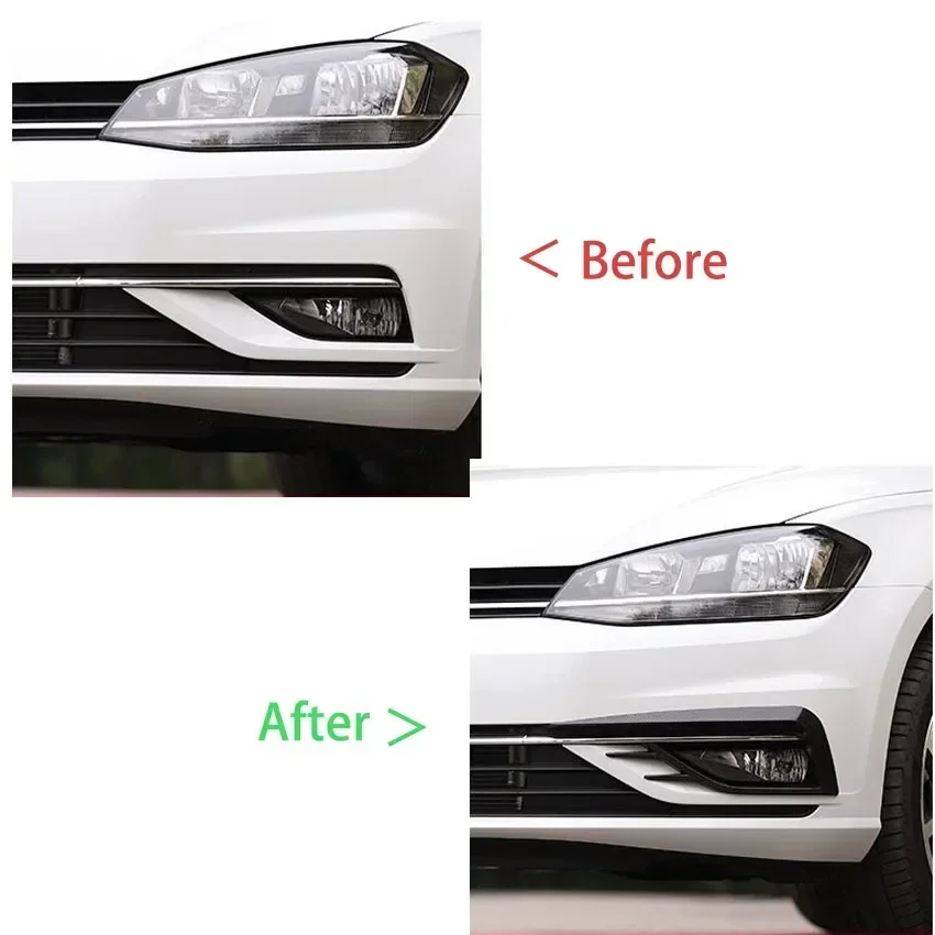 For Volkswagen Golf 7.5 MK7.5 2017-2020 Front Fog Lamp Cover Trims Bumper Fog Light Grilles Frame Eyebrow Eyelid Sticker Kits