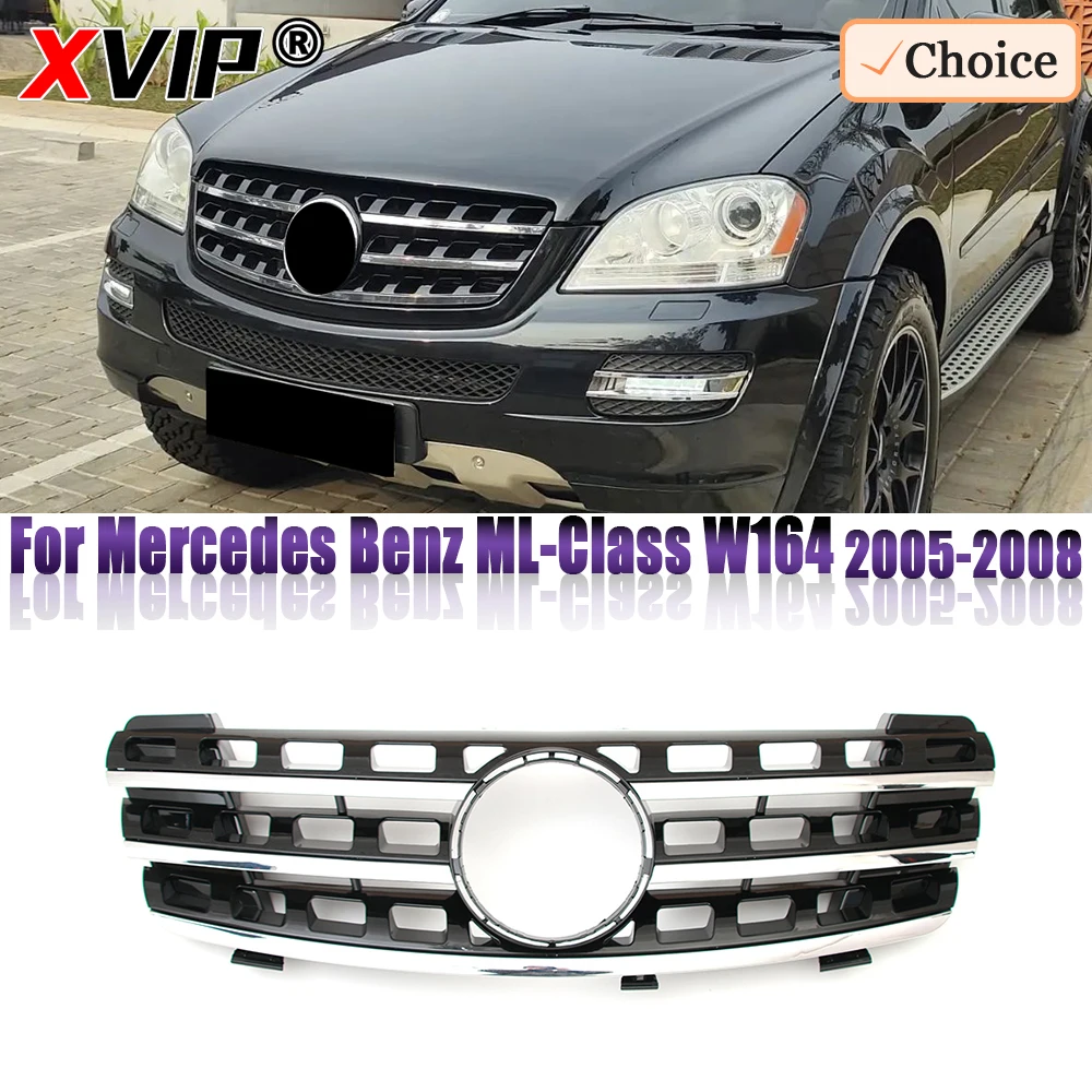 XVIP For Mercedes Benz ML-Class W164 2005-2008  ML320  ML350  ML500  ML550  Chrome Black  AMG Style  Racing Front Bumper Grilles