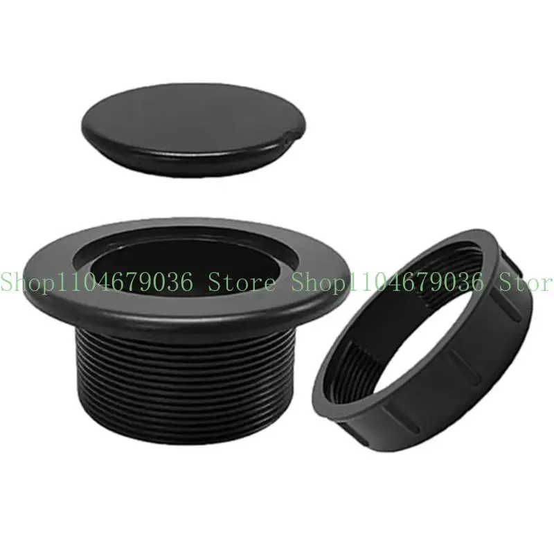652F 1.63 Inch Umbrella Hole Cover for Patio Table Openings, Black ABS Table Insert Cover with Threaded Body and Removable Cap