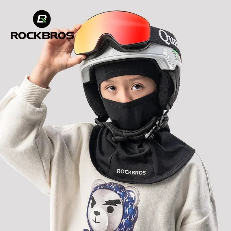 ROCKBROS Children‘s Winter Cycling Caps Riding Face Cover Windproof Outdoor Hiking Warm Neck Face Breathable Bike Hat Balaclava image 3