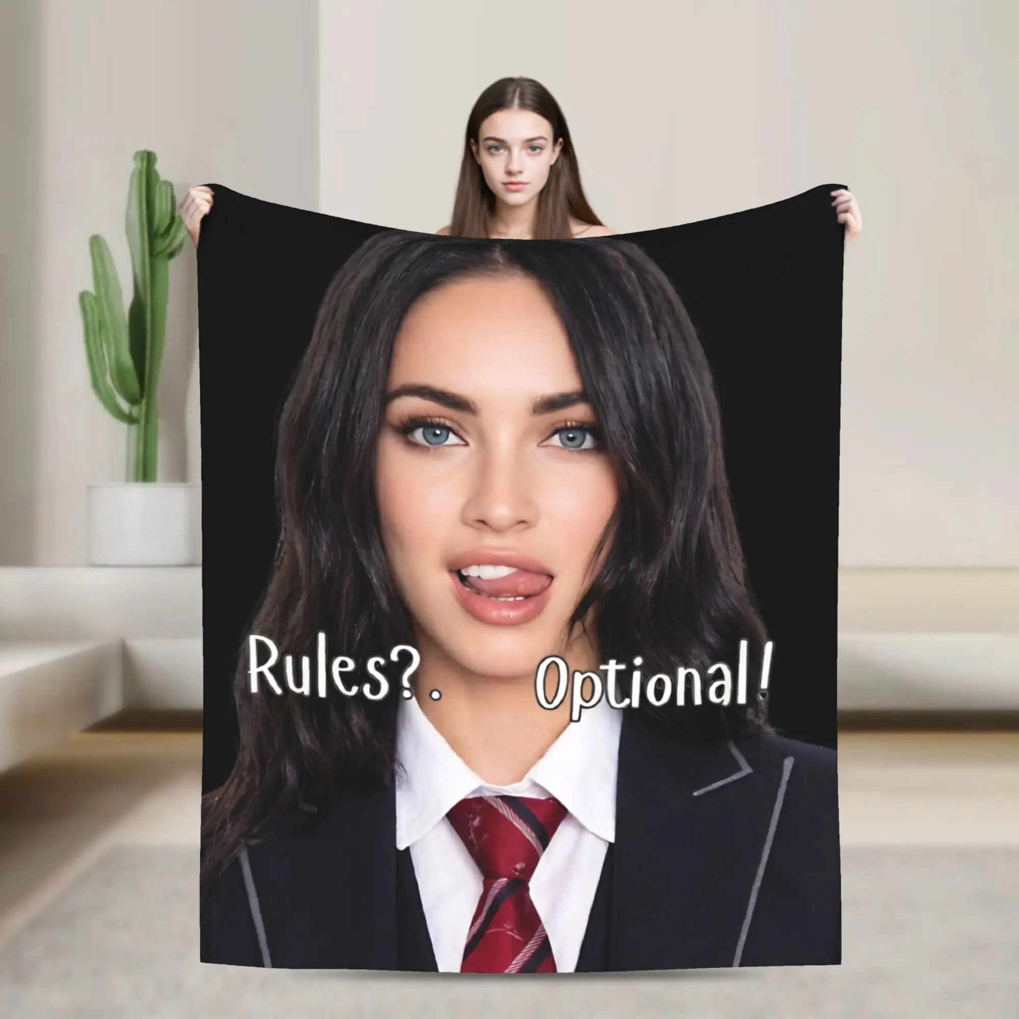 Megan Fox Bold Rules Optional Humor Blanket  Flannel Awesome Breathable Throw Blankets for Bedspread Decoration