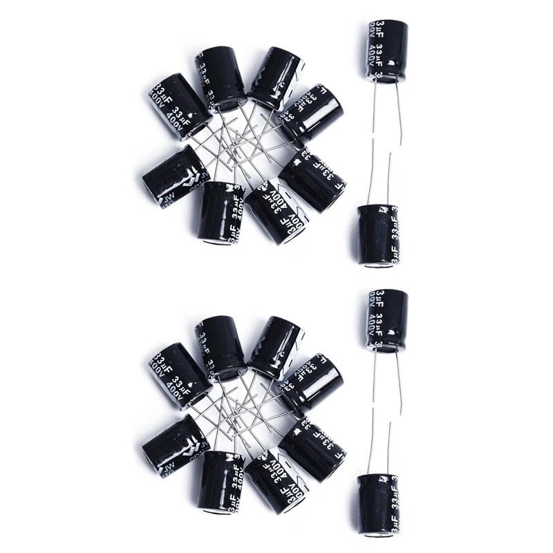 20Pcs Capacitor Electrolytic Aluminum 33UF 400V Black