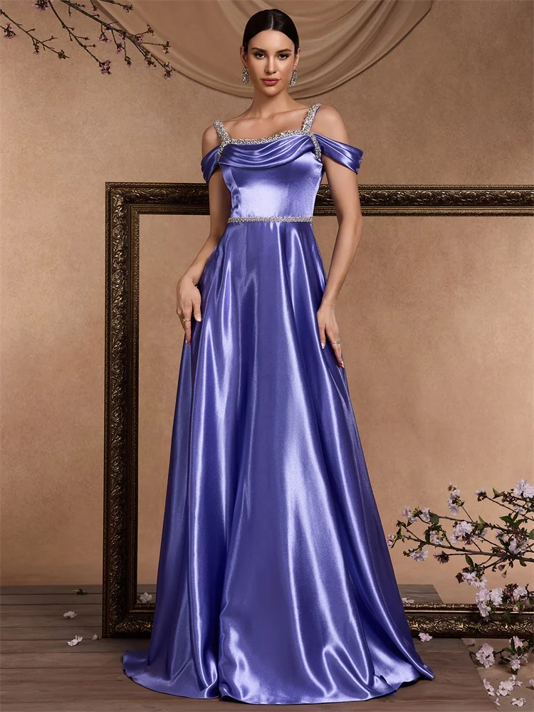 

Lucyinlove luxury Off The Shoulder A-line Evening Dress Elegant Stick diamond Long Bridesmaid Party Gown Bodycon Cocktail Prom