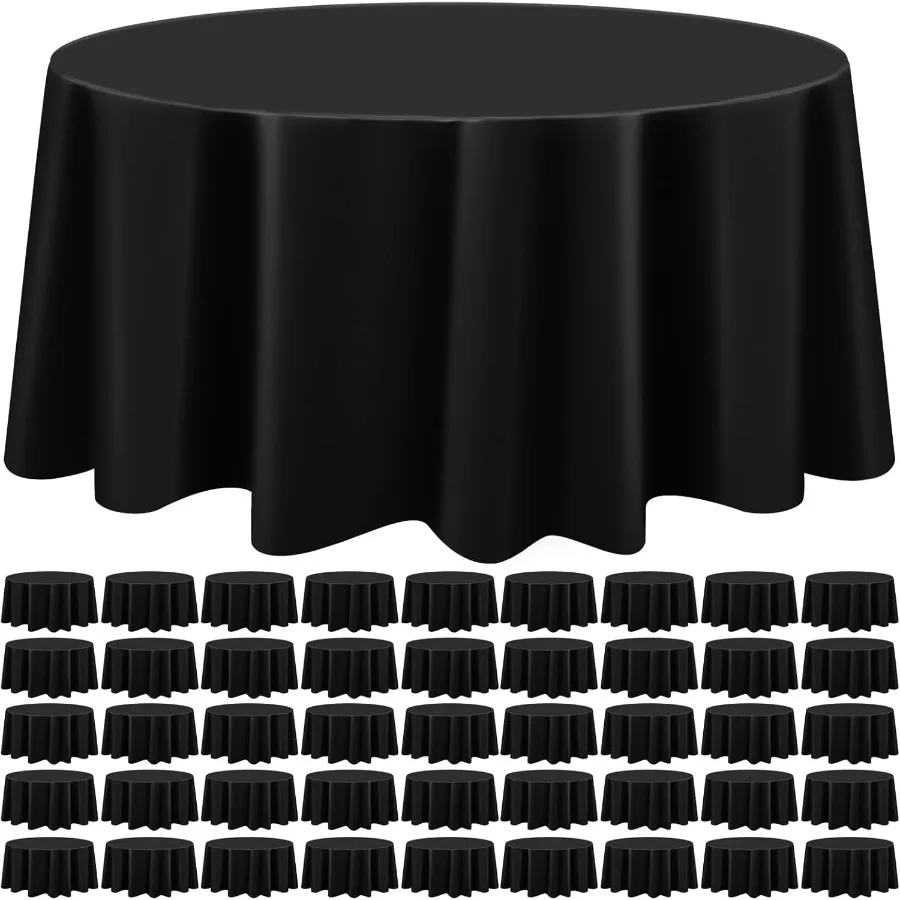 

50 шт. круглая пластиковая скатерть 84-дюймовая одноразовая скатерть декоративная круглая скатерть для вечеринок в помещении и на открытом воздухе, дня рождения
