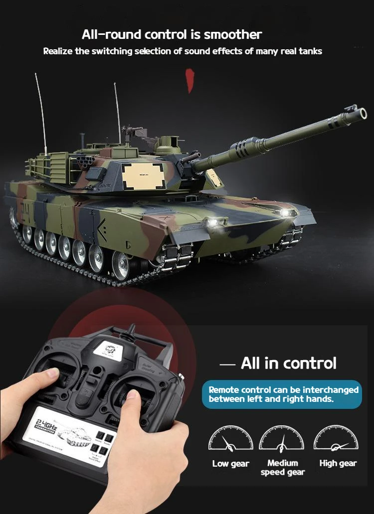 Carro Armato Telecomandato HengLong 1:16 M1A2 Abrams – Scala 1/16, Suono, Luce E Fumo, Per Collezionisti E Ragazzi 14+