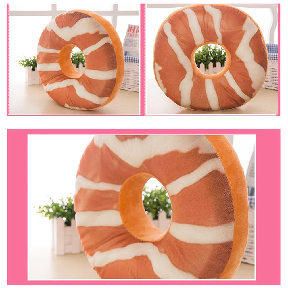 

Donut Throw Pillow Doughnut Shape Cosy Seat Back Stuffed Cushion PP Cotton Filled for Living Room Bedroom Home Decor 40cm
