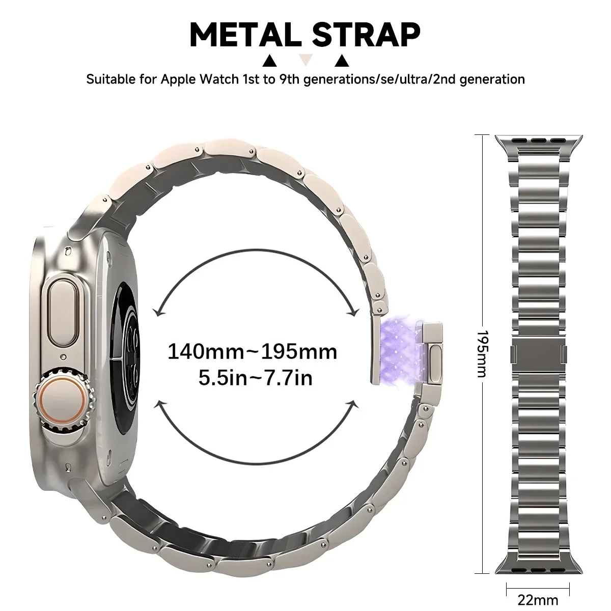 Luxury Titanium Bracelet For Apple Watch Ultra 2 49mm Series 9 8 7 45mm 42mm 44mm Magnetic Strap For iWatch 6 5 se 4 3 Link Band