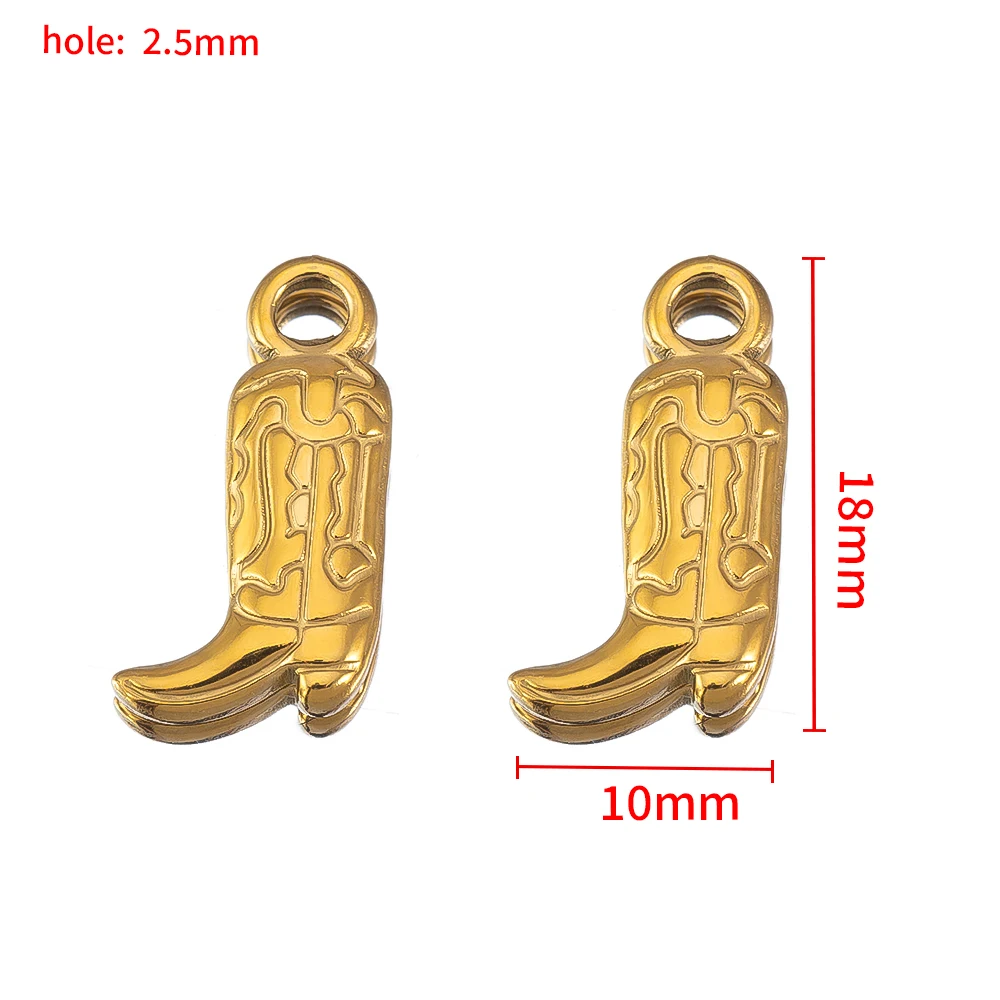 5 stuks roestvrij staal goud kleur PVD vergulde laarzen bedels hanger voor DIY ketting armband oorbel sieraden maken accessoires