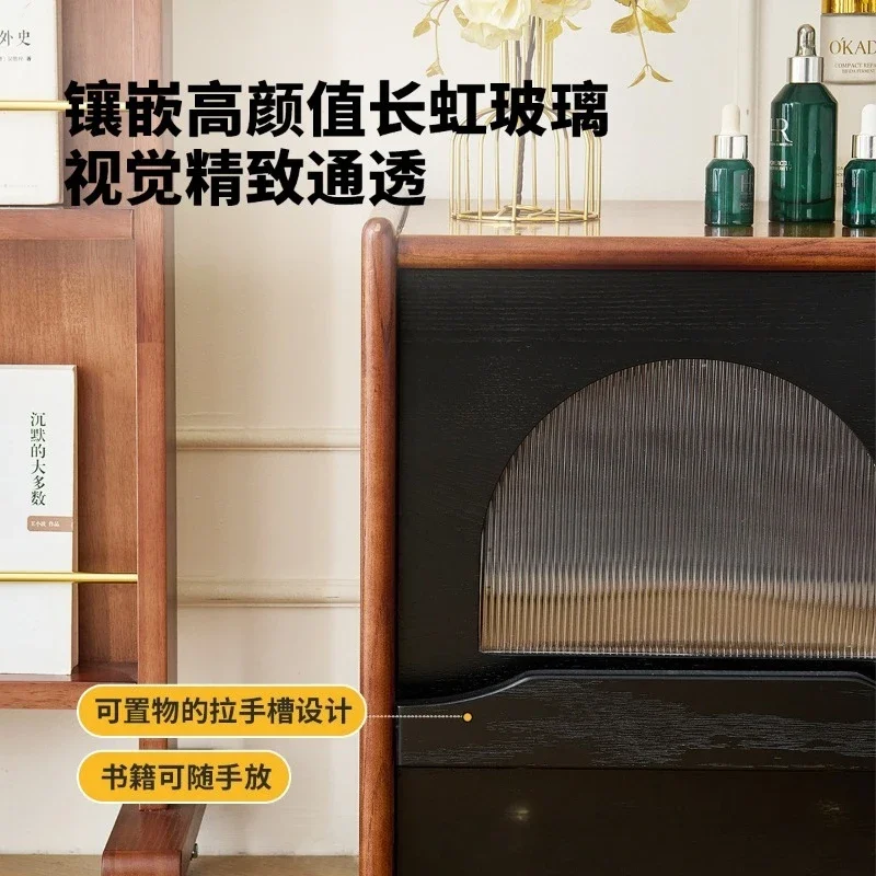 Table de chevet en bois massif de frêne de style rétro français, table de chevet de rangement américaine pour chambre à coucher, petite maison