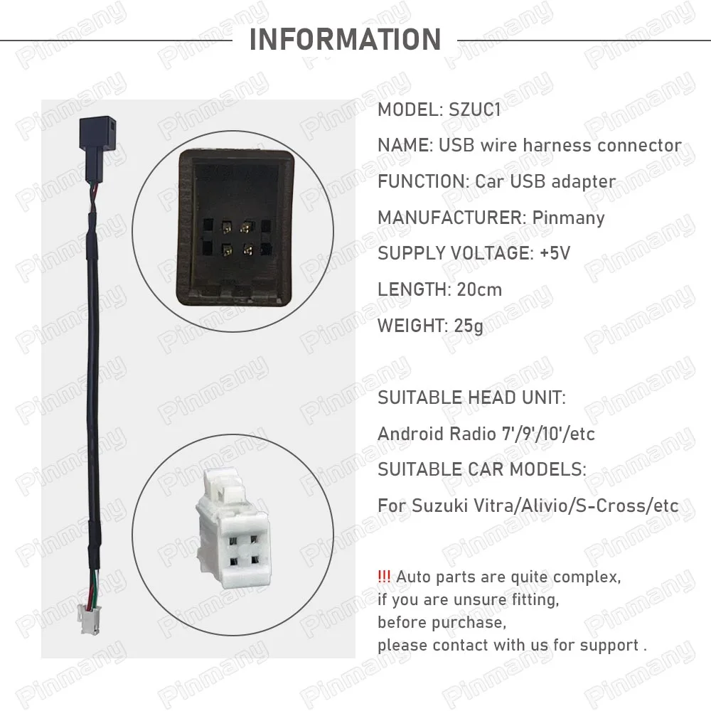 سيارة ستيريو الصوت موصل أندرويد راديو 4 دبوس USB سلك تسخير كابل محول مأخذ التوصيل SZUC1 لسوزوكي فيترا Alivio S-Cross