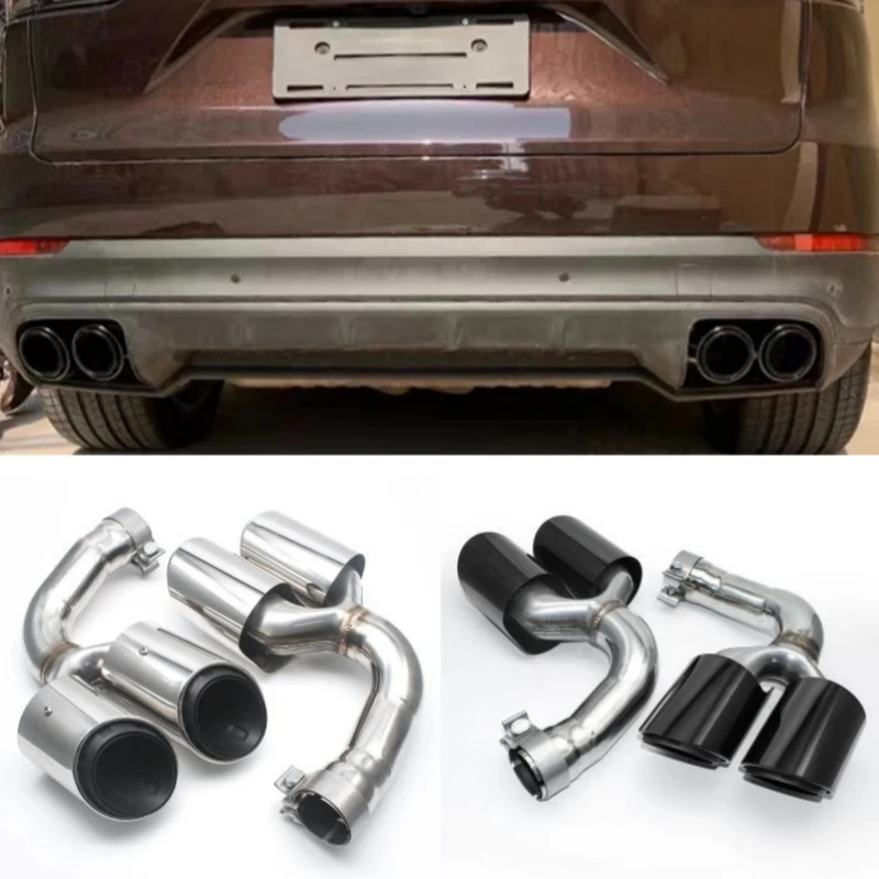 

304 Stainless Steel Black Car Exhaust Tip For Porsche Cayenne Hybrid Petrol 2018 2019 2020 Exhaust System Pipe Muffler Tip