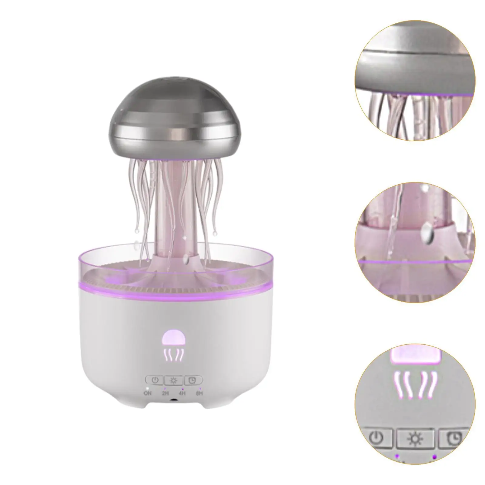 Jellyfish Shape Humidifier Essential Oil Diffuser Noiseless Versatile Rain Drop Humidifier with Atmosphere Light for Home Office