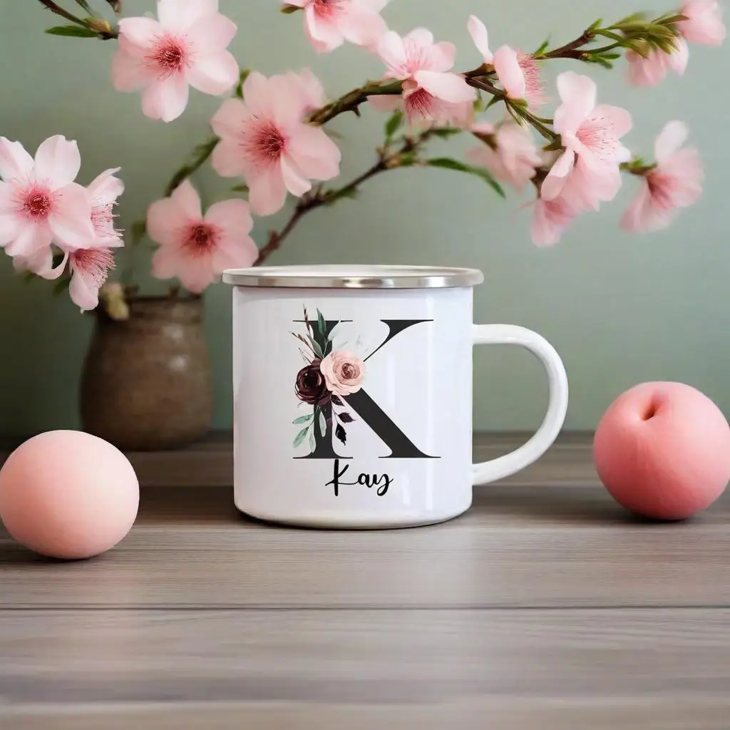 

Custom Initials Names Enamel Coffee Cups Beer Juice Drink Mugs Wedding Party Decor Valentine's Day Xmas Gifts for Friends Family