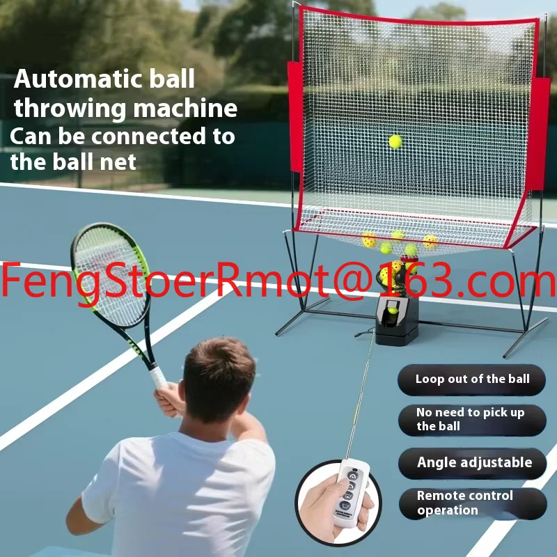 Tennis Ball Universal Ball Throwing Machine Remote Control Serve Machine Trainer Coach Ball Machine Single Belt Catch Net
