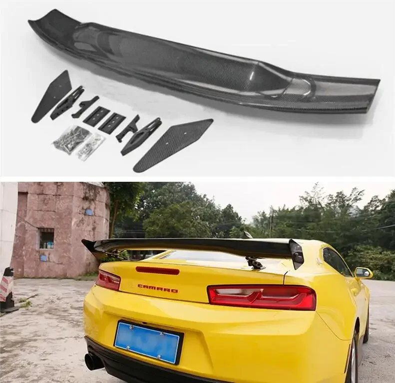 REAL CARBON FIBER REAR WING TRUNK LIP TAIL WITH FLAP SPOILER Body Kit FOR Chevrolet Camaro APR GT STYLE 2016-2021