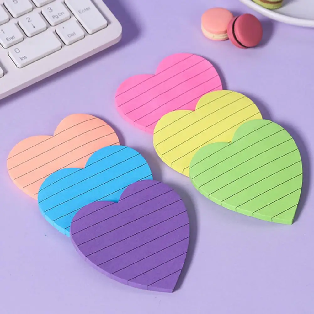 Sticky Notes Set 8 Colors Heart Square Shapes Removable Clean Smooth Writing Sticky Notes Memo Home Office School Accessories