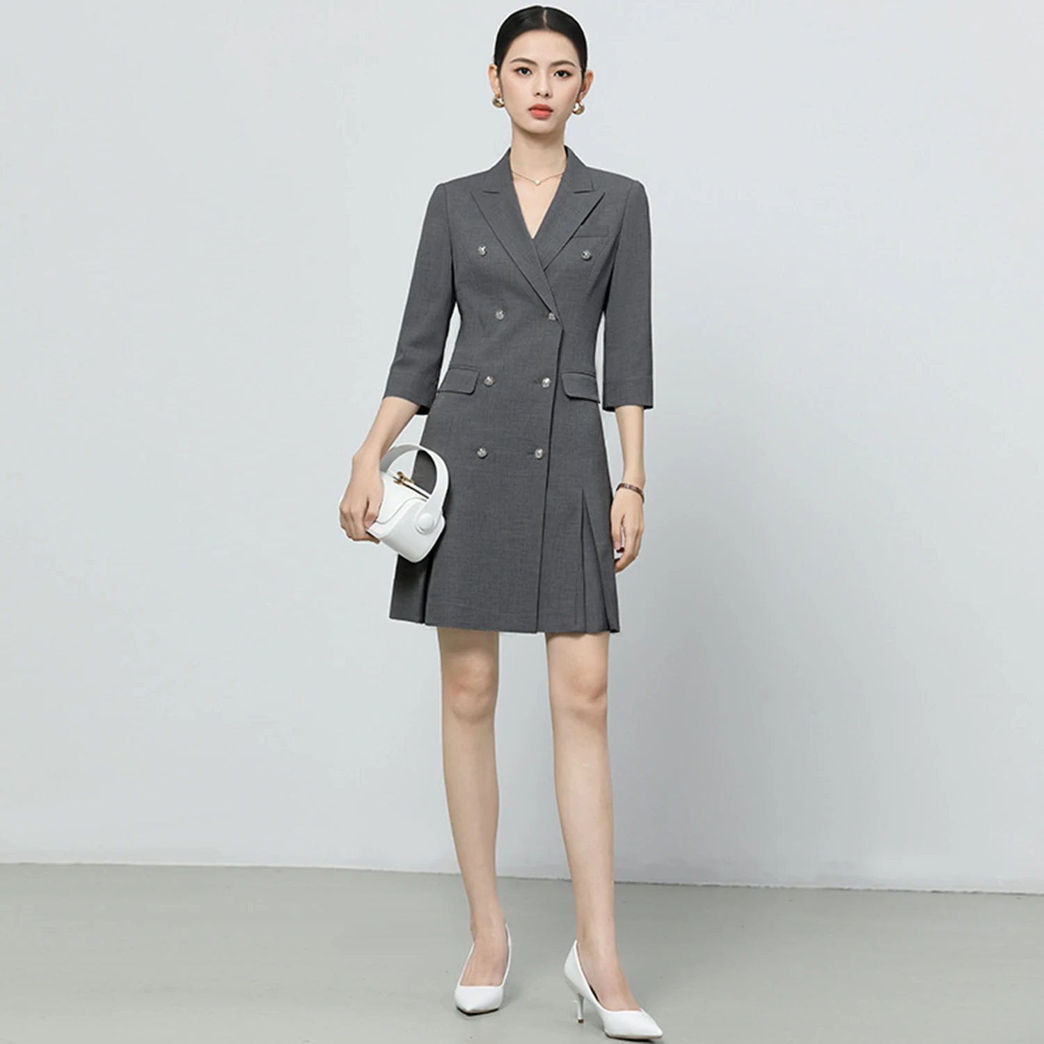 Różowa damska marynarka i spódnica Allingentle, długi płaszcz do noszenia na co dzień, do biura, z możliwością personalizacji.