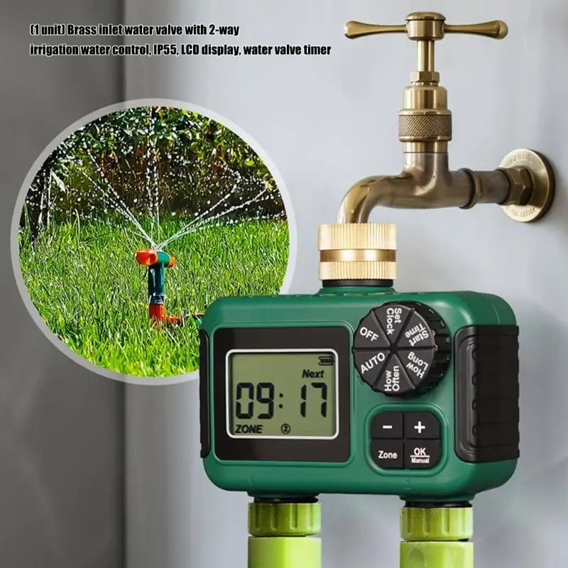

Программируемый 2-ходовой латунный впускной водяной клапан, таймер с ЖК-дисплеем IP55, водонепроницаемый для садовой системы,