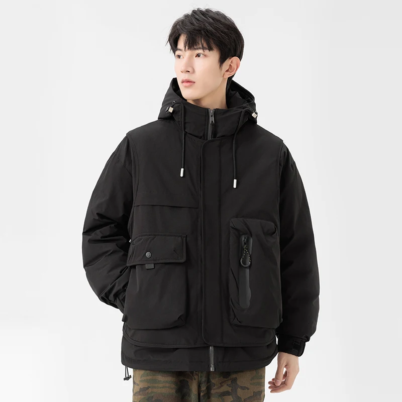 Men's Winter Puffer Jacket Thickened White Duck down Hooded Mountain Series Warm Couple's Outerwear Loosely Fit Chinese Brand