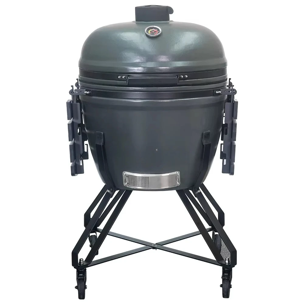 26 Inch Grey Ceramic Kamado Charcoal Grill, High Heat Retention Large BBQ Smoker, Factory Bulk Supply Customizable
