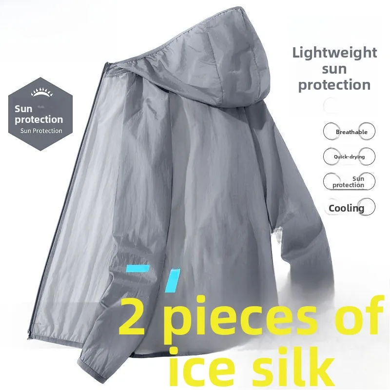 

Lightweight Ice Silk Men's Summer Outdoor Cycling UV Protection Clothing Loose Fit Long Sleeve Zipper Cardigan Quick Dry Skin...