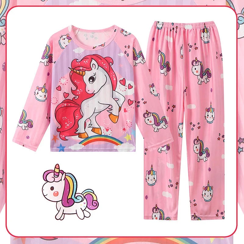 Hello Kitty Comfortable Children\'s Pajama Sets Cute Cartoon Durable Nightwear Long Sleeve Round Neck Pajama Autumn Winter