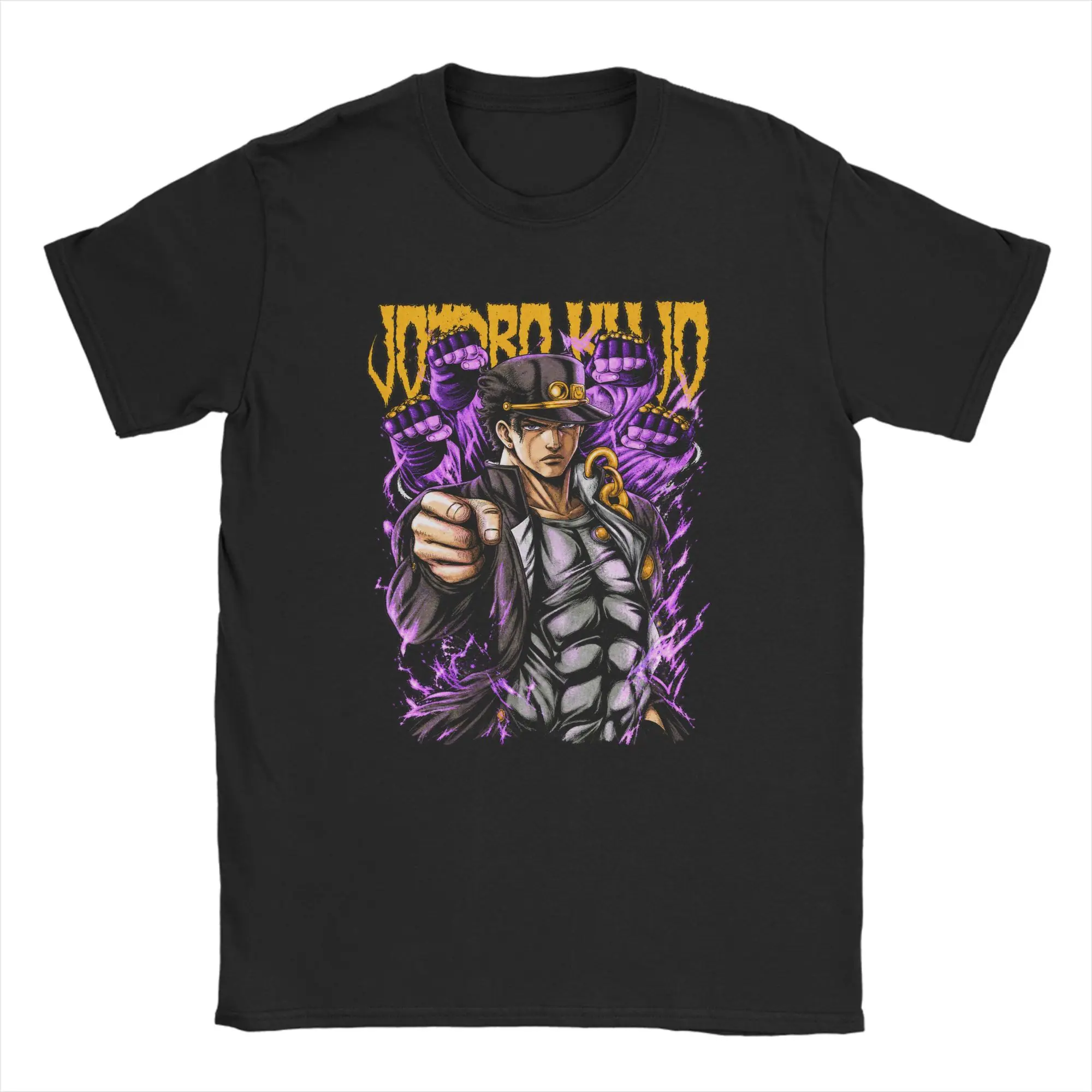 Jojo's Bizarre Adventure Jotaro Kujo Purple T Shirt Summer  Y2K Funny T Shirts Cotton Novelty Tee Shirt For Men Pattern Top Tees