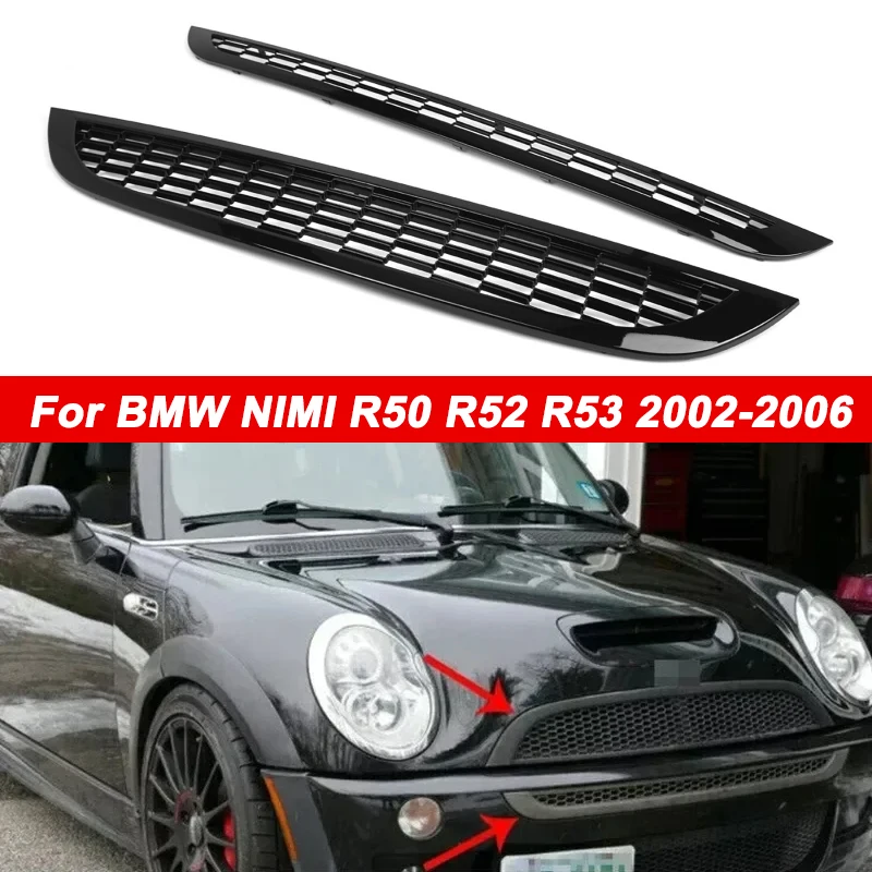 

2pcs Car Front Bumper Grill Honeycomb Mesh Grille Racing Radiator Grille For Mini Cooper R50 R52 R53 2002-2006
