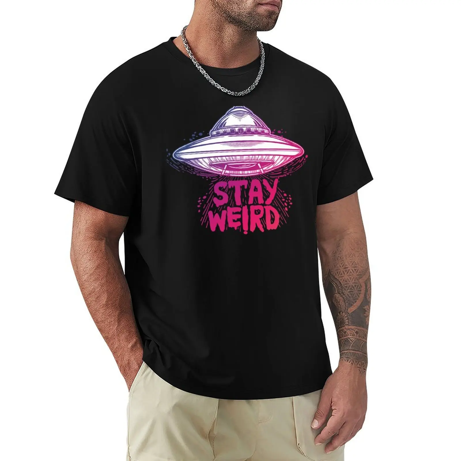 Stay Weird Flying Saucer // Aliens Exist // Aliens are Real T-Shirt UV Protection Outdoor Tee Shirt