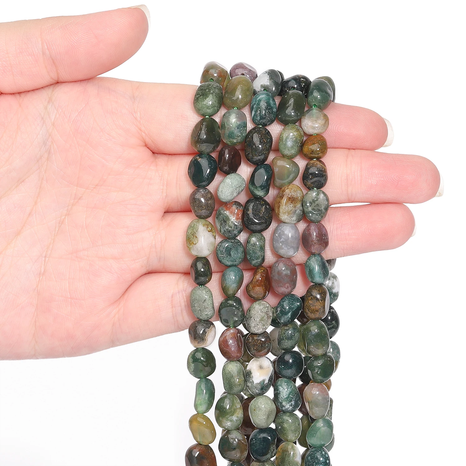 1pcs 8-10mm Irregular Natural Indian Agate Stone Beads Loose Beads for Jewelry Making Diy Bracelet Accessories