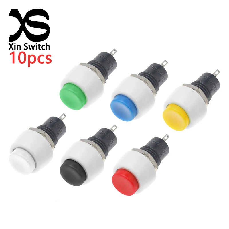 

10PCS DS-450 Self Locking Power Button Switch 2-Pin Multiple Colors Nut installation Hole Size 10mm 1.5A 250V Circular Switch