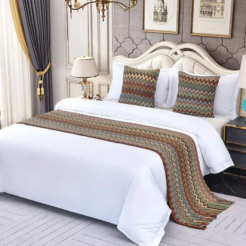 Hotel Bedend Blanket Simplicity Homestay Bed Scarf Jacquard Tassel High-end Bedspread Home Light Luxury Decorative Bed Runner