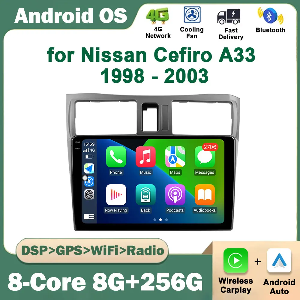 مشغل راديو متعدد الوسائط للسيارة ، نظام تحديد المواقع والملاحة ، أندرويد تلقائي ، بلوتوث ، واي فاي ، 4G ، DSP ، وحدة رأس ستيريو ، ncefiro A33 ،-