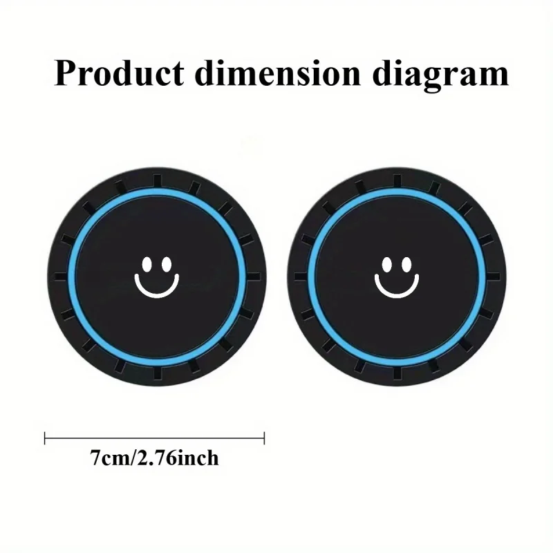 Smiley Face Design Multi-Color Silicone Non-Slip Car Cup Mat, Protects the Original Car Cup Holder, Easy to Disassemble and Clea