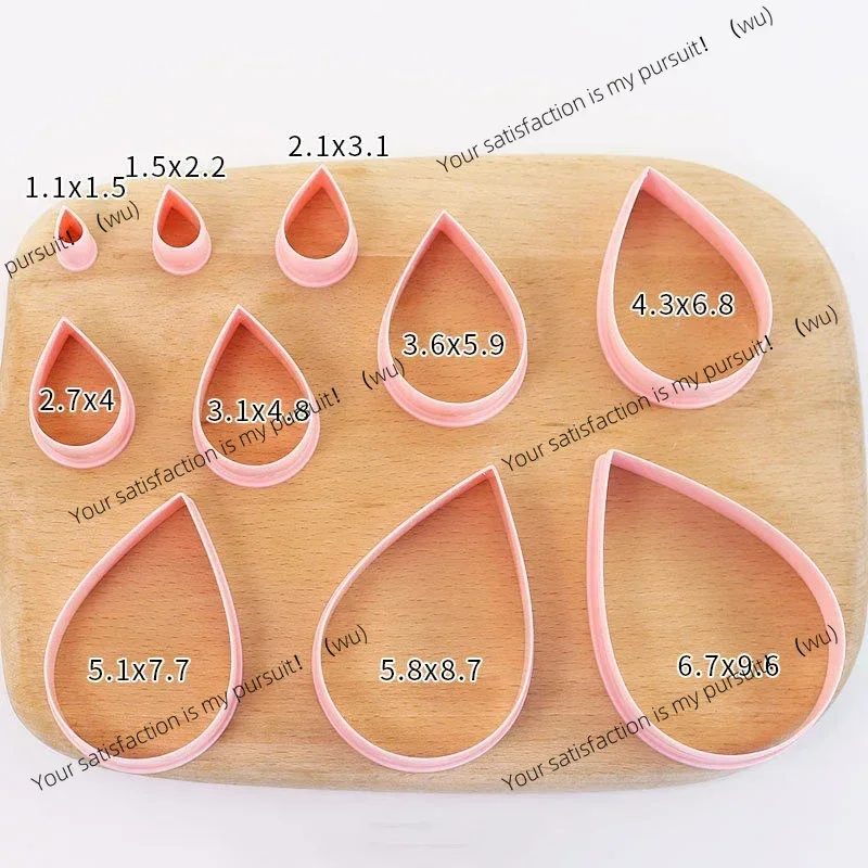 10Pcs Water Droplets Cookie Cutter 1.5-9.6cm Rose Flower Petal Shape Pastry Baking Mold Polymer Clay Cutters for Earring Jewelry