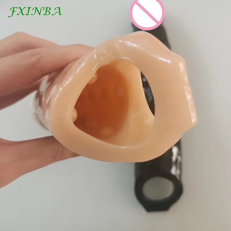 FXINBA 25/27cm Huge Realistic Penis Sleeve Extender Big Cock Sleeve Dick Enlargement Sex Toys For Men Delay Reusable Condom