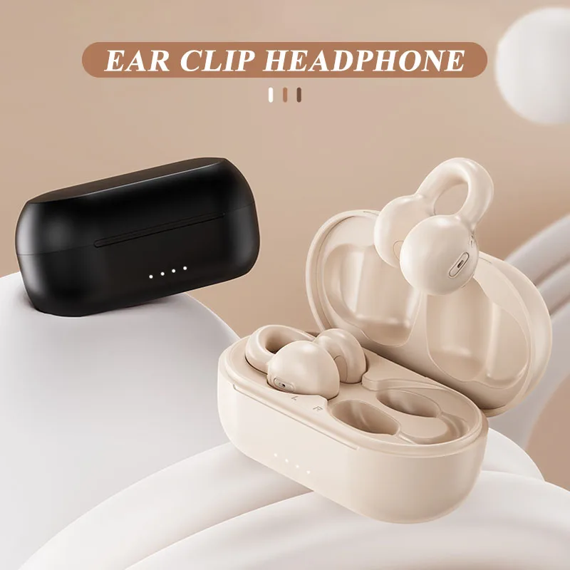 

JCInfo Ear Clip Headphone bluetooth 5.3 Hifi earclip wireless earbuds Sport Bone Conduction Waterproof Headset for xiaomi iphone