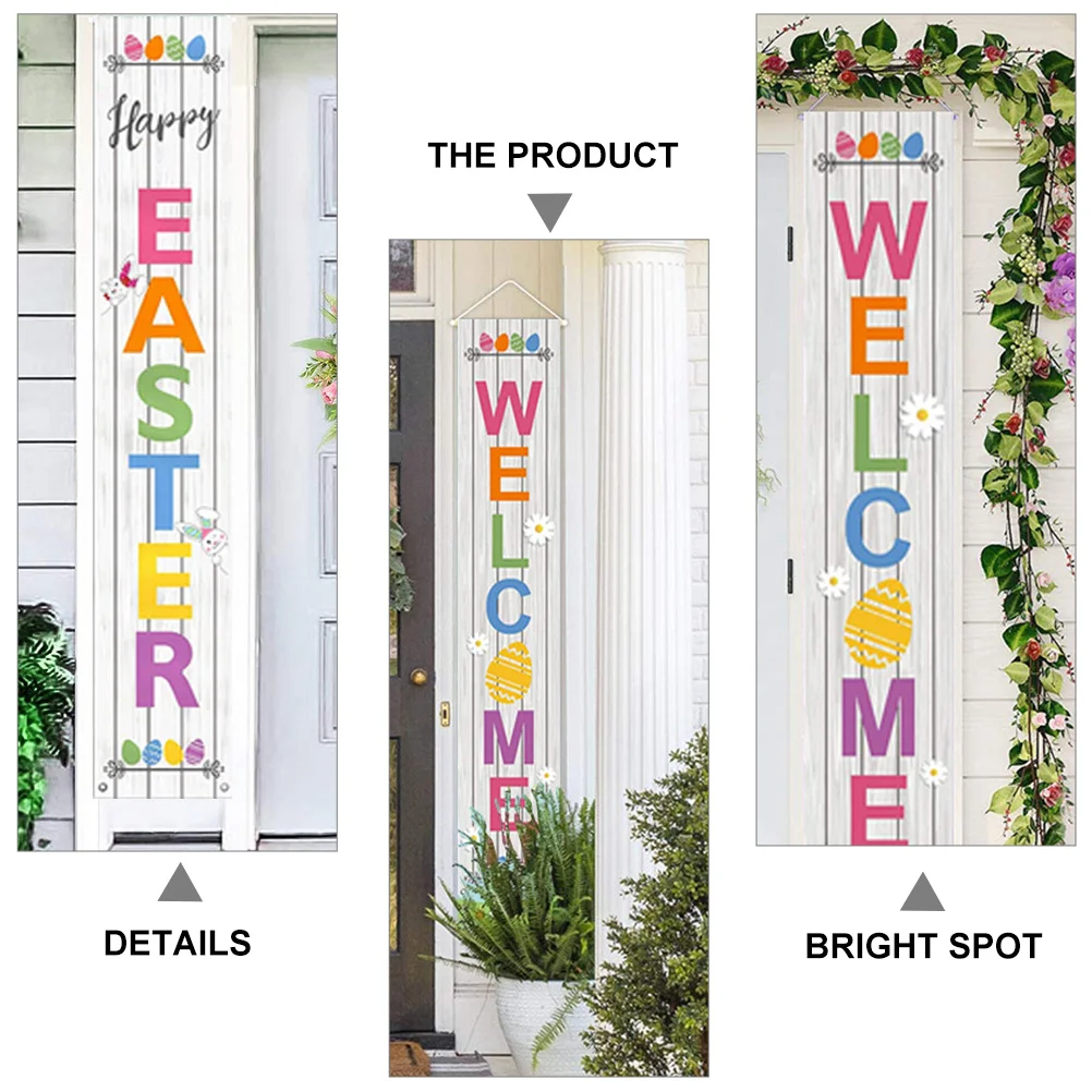 

1Pair Easter Door Couplet Environmental Friendly Banner Door Curtain for Easter Party Home Window Wall Decor Decorative Couplet