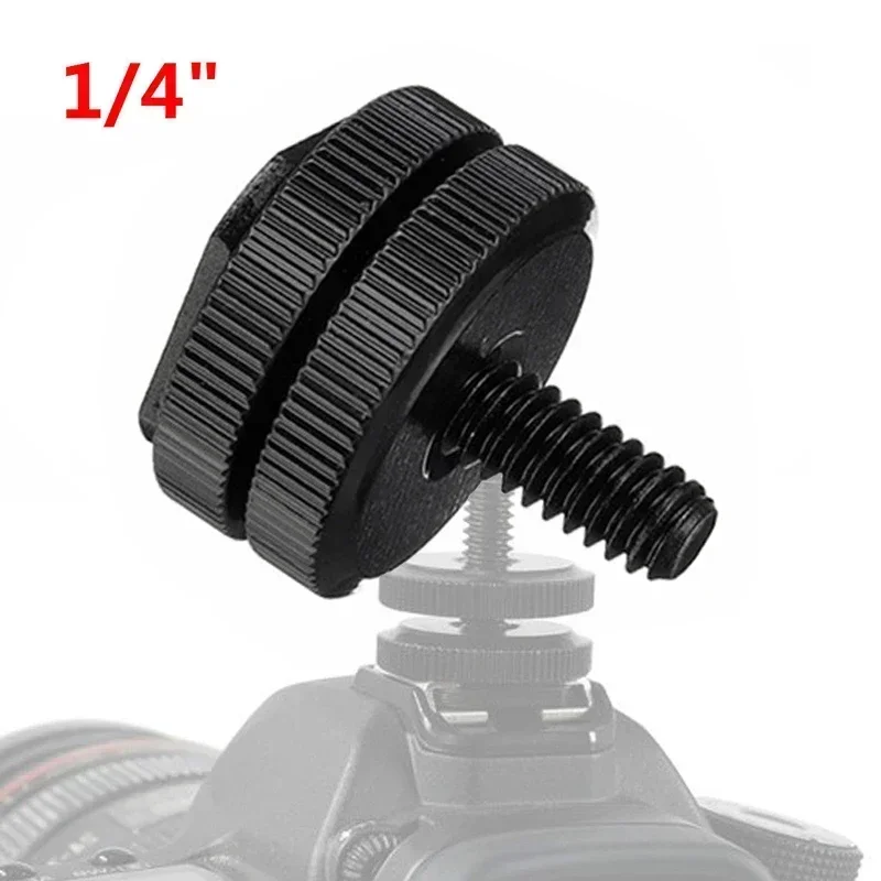 Cold Hot Shoe Camera Adapter Mount 1/4" Dual Thumb Screw Flash Camera Adapter Mount For DSLR With 2 Adjustable Nuts