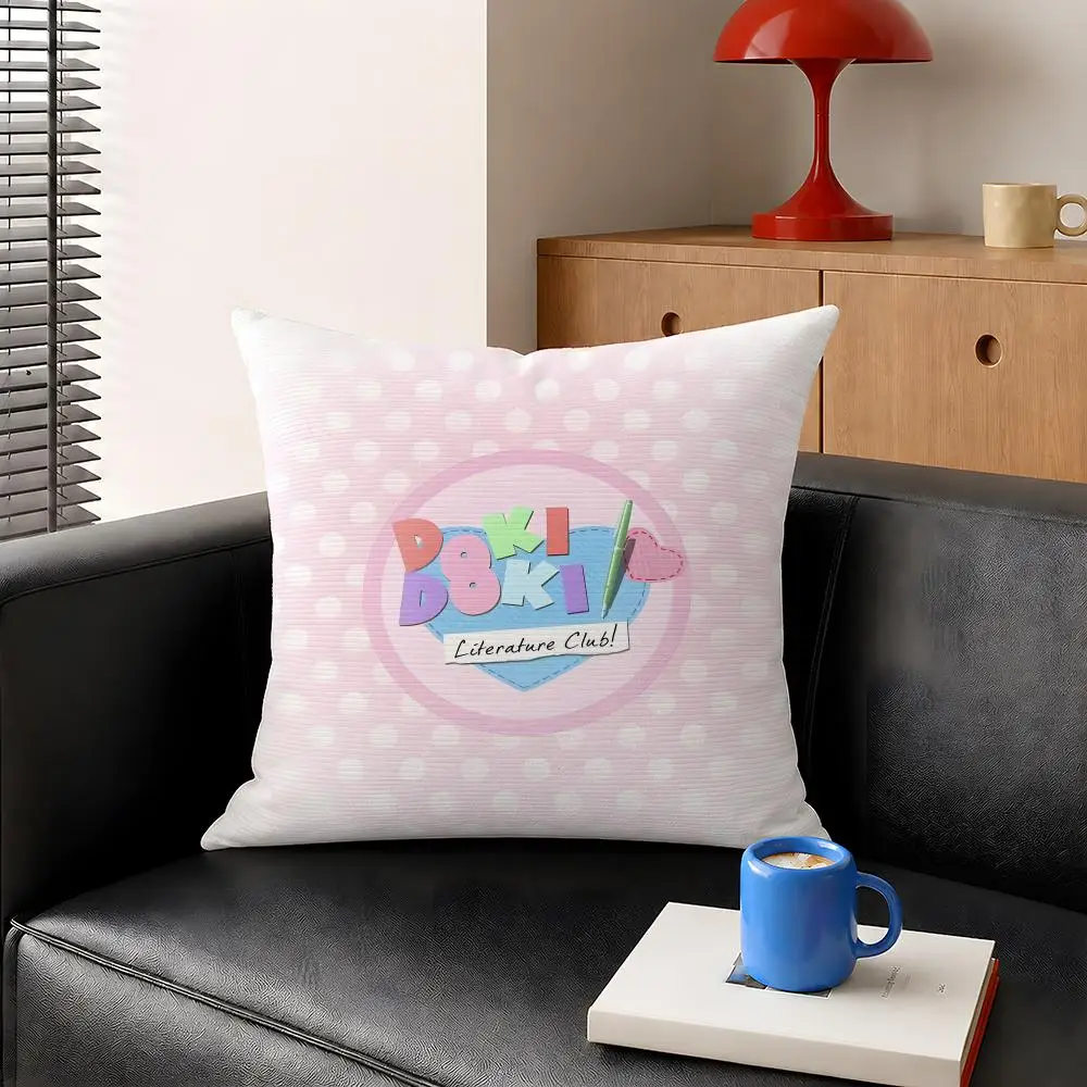 Game Doki Doki Literature Club DDLC Cushion Cover Decorative Pillowcase Soft Short Plush Cozy Durable Sofa Home Decor Items Gift