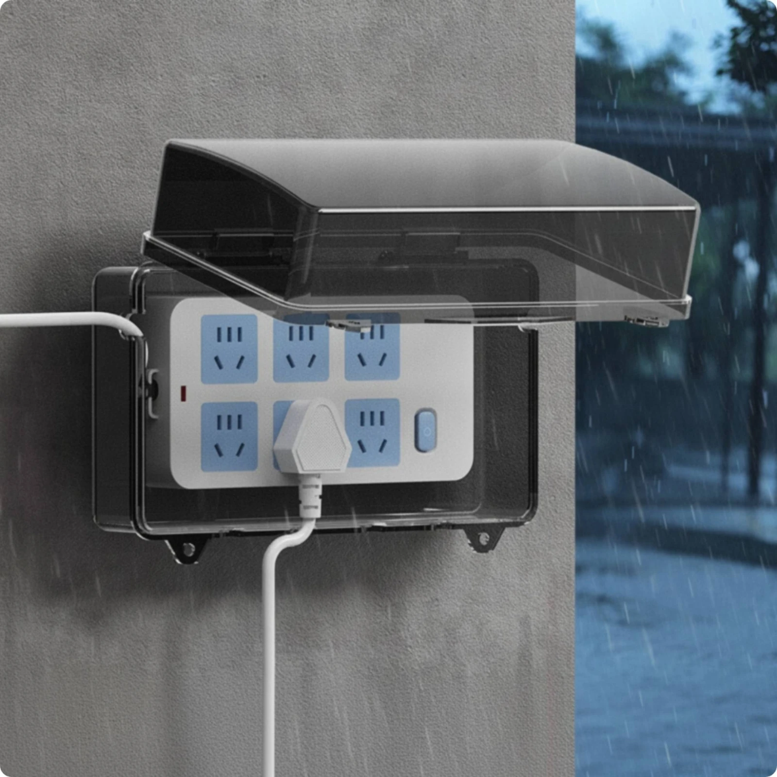 Power Strip Box with Copper Lock Heavy-Duty Waterproof Box with Lock Extension Cord Cover Reinforced Enclosure Non-Slip