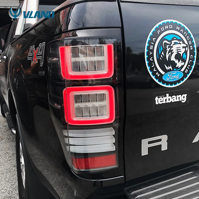 VLAND FACTORY LED المصابيح الخلفية الخلفية الذيل مجموعة مصابيح 2012-up الذيل ضوء مع تتحرك توليد لفورد رينجر T6 T7
