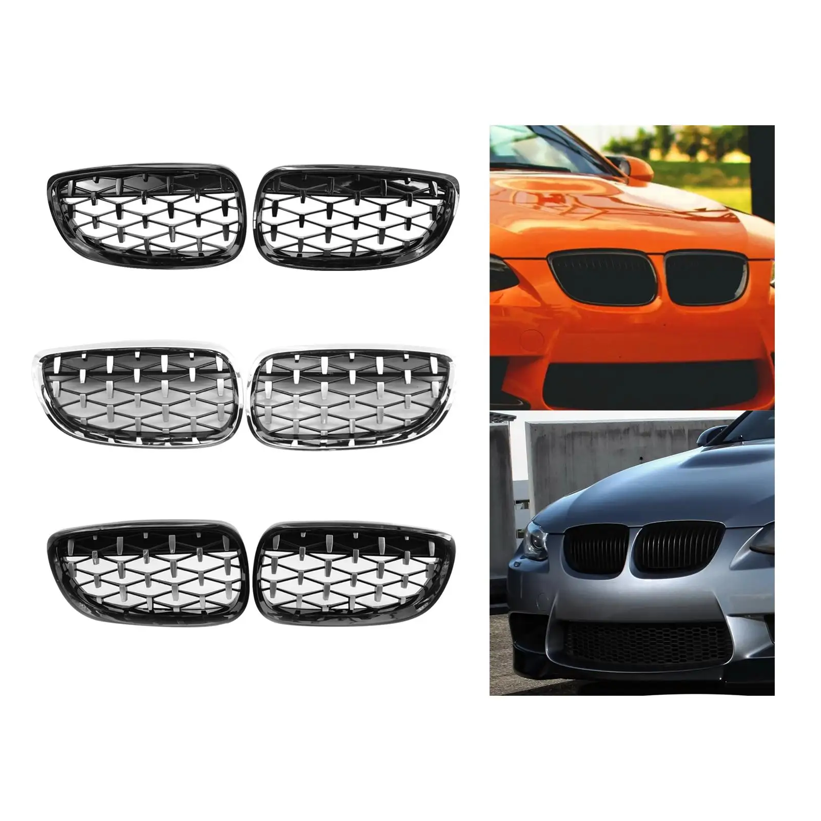 

2Pcs Front Hood Kidney Grille Grill 51137157277 51137157278 Left Right for E92 Easy Installation Replace