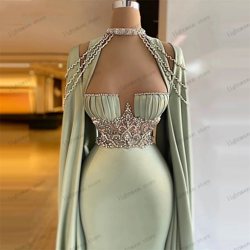 Gorgeous Evening Dresses Pretty Prom Dress Full Flare Sleeves Ball Gowns Beading Appliques Floor Length Robes Vestidos De Gala