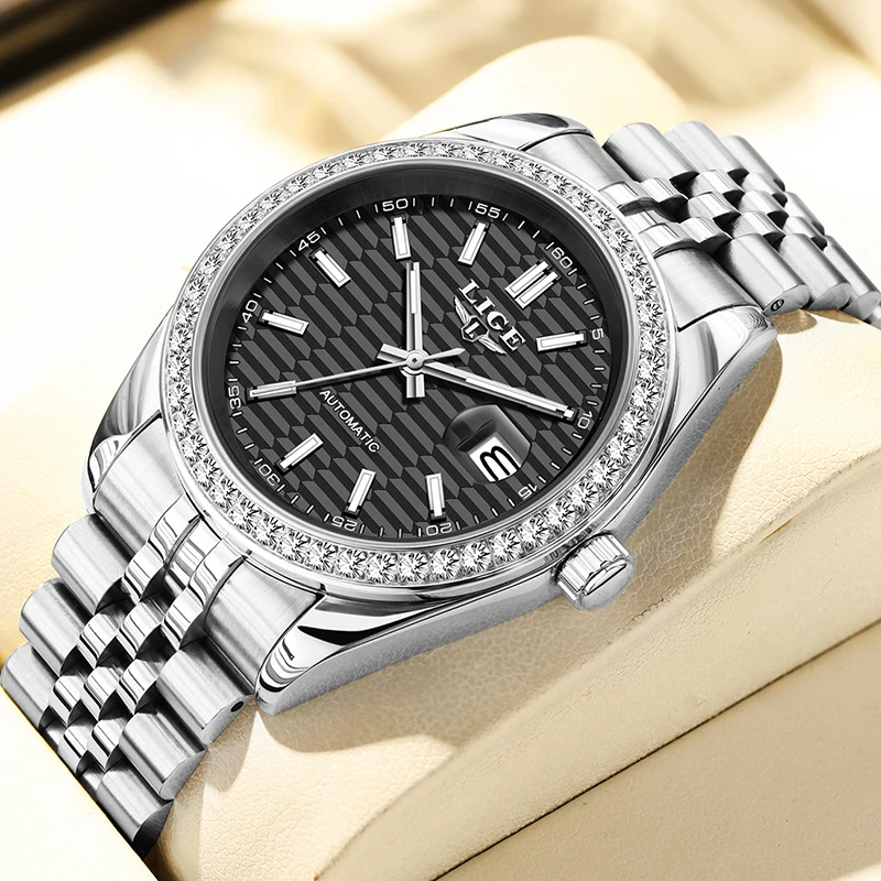 

2025 New Mechanical Watch For Men LIGE Fashion Mens Watches Top Brand Luxury Sports Waterproof Automatic Watch Men Reloj Hombre