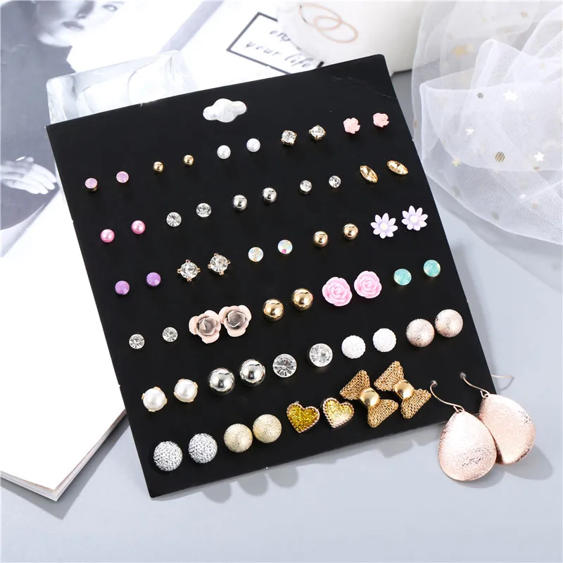 

Fashion Earrings Set for Women Korean Trendy Stud Earrings Girls Fine Geometric Round Metal Party Earrings Pearl Classic Jewelry