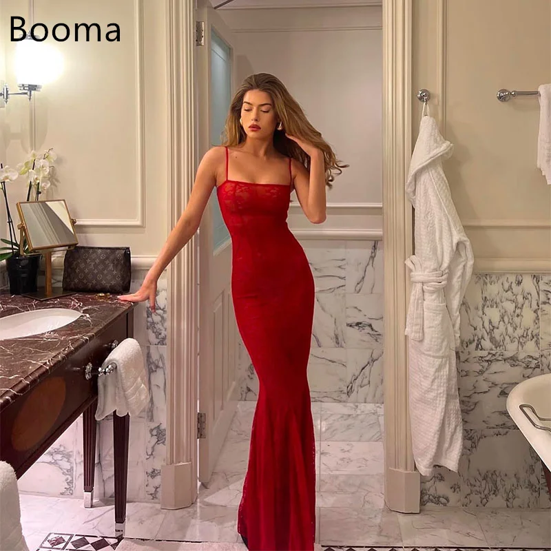 

Booma Elegant Mermaid Evening Dresses Formal Party Gowns for Women Lace Spaghetti Strap Prom Gown Customize 2025