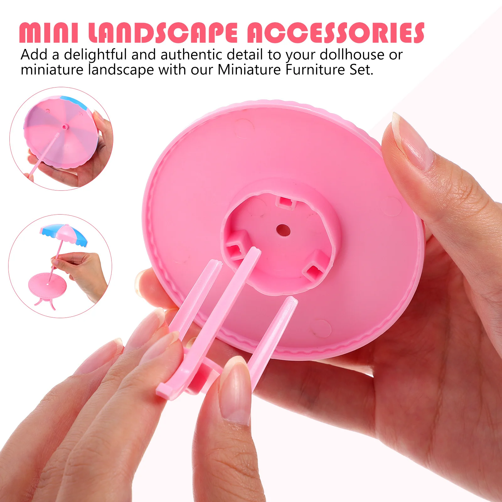 1Set Set Furnitur Lanskap Miniatur Plastik Kokoh Meja Mini Kursi Cangkir Kopi Aksesori Rumah Boneka Tambahan